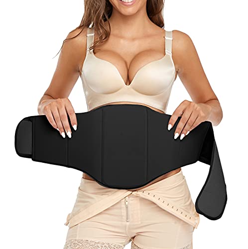 Tablero abdominal 360 Lipo Foam Ab Board Post Cirugía Liposucción Cintura Envoltura del vientre Junta para Recuperación Lipo (Negro, Talla Única Cintura 24"-33")