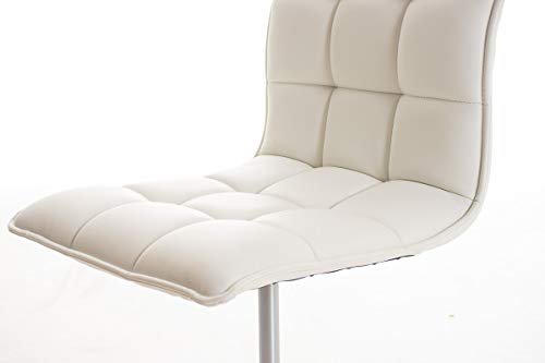 Taburete De Trabajo Peking Tapizado En Cuero PU I Silla De Oficina Sin Reposabrazos I Taburete con Ruedas & Regulable En Altura I Color:, Color:Blanco