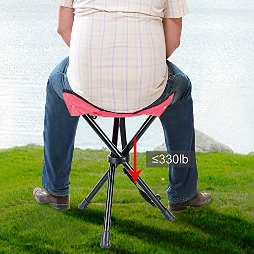 Taburete plegable de camping Lychee al aire libre de tres patas plegable taburete camping playa pesca silla jardín asiento pequeño taburete de viaje (rojo)