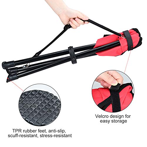 Taburete plegable de camping Lychee al aire libre de tres patas plegable taburete camping playa pesca silla jardín asiento pequeño taburete de viaje (rojo)