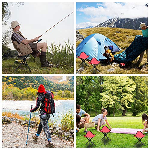 Taburete plegable de camping Lychee al aire libre de tres patas plegable taburete camping playa pesca silla jardín asiento pequeño taburete de viaje (rojo)