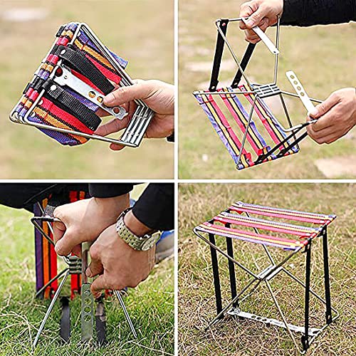 标题 Taburete Plegable Portátil Silla Portátil, Silla Plegable Pequeña, para Interiores y Exteriores al Aire Libre de Camping Pesca Senderismo Camping Caza Picnic Viaje, 1 Pieza