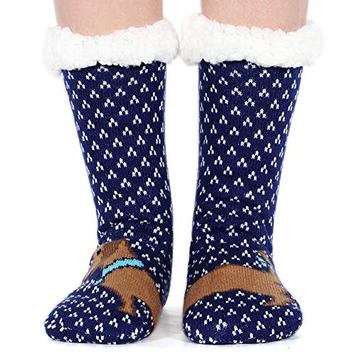 Tacobear Mujeres Gruesos lana calcetines de piso casa abrigados animal calcetines de mujeres antideslizantes calcetines de alfombra Zapatillas de casa para Mujer