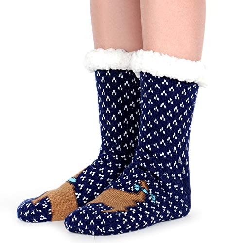 Tacobear Mujeres Gruesos lana calcetines de piso casa abrigados animal calcetines de mujeres antideslizantes calcetines de alfombra Zapatillas de casa para Mujer