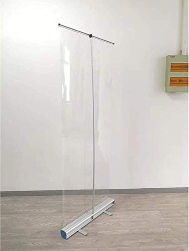 TAIDENG Bandera enrollable portátil para uso hospitalario, divisor de pie libre para hospital, película transparente de PVC de aluminio transparente (tamaño: 100 x 200 cm)