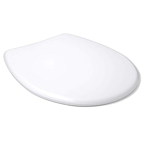 Tapa Wc Universal, Asiento Inodoro Taza Water Blanco de Plástico Fácil Instalación Fijación Ajustable Forma De O 45x36.5x5.2 Cm Estable Duradera Comodidad Asegurada