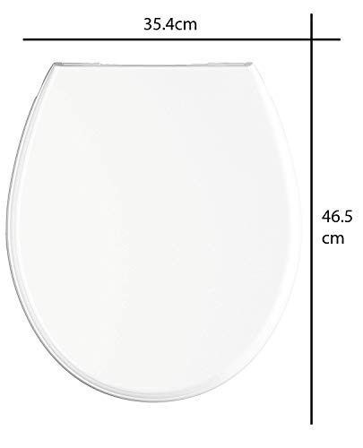Tapa Wc Universal, Asiento Inodoro Taza Water Blanco de Plástico Fácil Instalación Fijación Ajustable Forma De O 45x36.5x5.2 Cm Estable Duradera Comodidad Asegurada