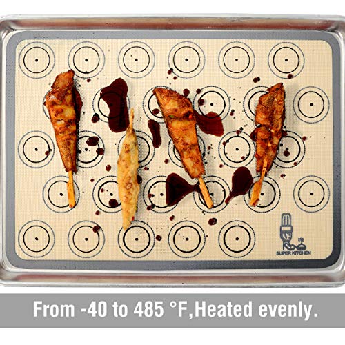 Tapete de silicona antiadherente para hornear, L¨¢mina de horno para Macaron, Galletas, Pasta, Pizza, Pan, Ecol¨®gico y Reutilizable, Resistente al calor, sin BPA, juego de 3 unidades, 42x30cm (Gris)