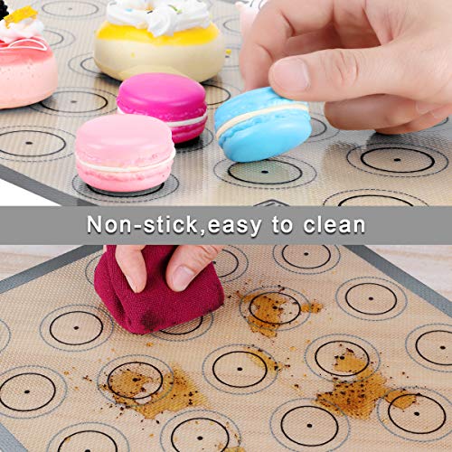 Tapete de silicona antiadherente para hornear, L¨¢mina de horno para Macaron, Galletas, Pasta, Pizza, Pan, Ecol¨®gico y Reutilizable, Resistente al calor, sin BPA, juego de 3 unidades, 42x30cm (Gris)