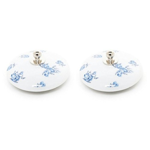 Tapón Lavabo, bañera y Bidet Universal Decorado d 2 uds de Porcelana Decorado Flor Azul