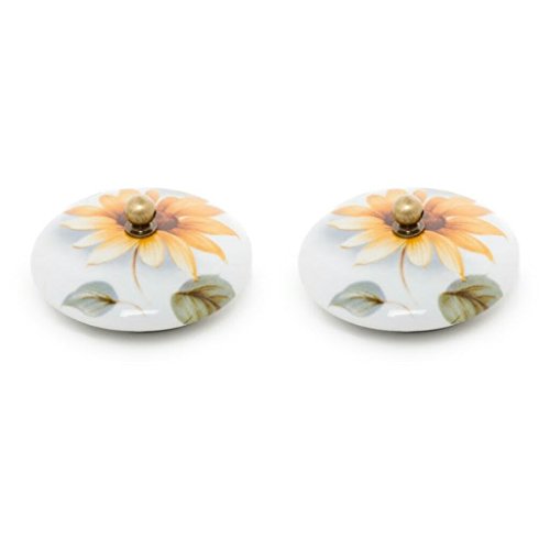 Tapón Lavabo, bañera y Bidet Universal Decorado d 2 uds de Porcelana Decorado Flor Azul