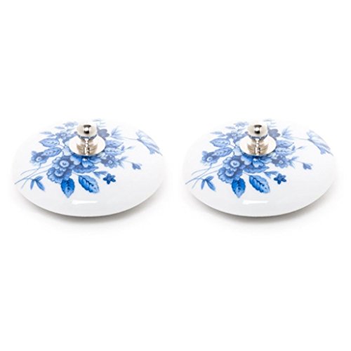 Tapón Lavabo, bañera y Bidet Universal Decorado d 2 uds de Porcelana Decorado Flor Azul