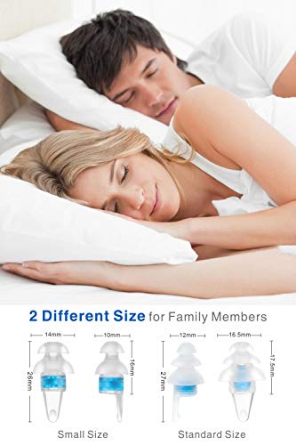Tapones para los oídos para dormir, Eargrace 2 pares Forma oval Tapones para los oídos con reducción de ruido Tapones para los oídos de silicona suave ultraconfortables para dormir, trabajar (Azul)