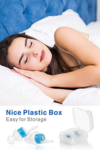 Tapones para los oídos para dormir, Eargrace 2 pares Forma oval Tapones para los oídos con reducción de ruido Tapones para los oídos de silicona suave ultraconfortables para dormir, trabajar (Azul)