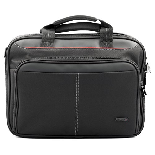 Targus Classic Clamshell Maletín para portátil de 12 - 13,4", bolsa de hombro con correa acolchada, maletín para ordenador con compartimentos internos - Negro, CN313