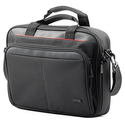 Targus Classic Clamshell Maletín para portátil de 12 - 13,4", bolsa de hombro con correa acolchada, maletín para ordenador con compartimentos internos - Negro, CN313
