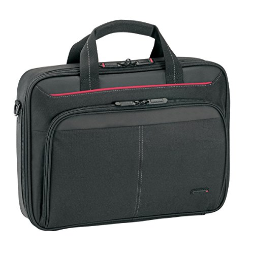 Targus Classic Clamshell Maletín para portátil de 12 - 13,4", bolsa de hombro con correa acolchada, maletín para ordenador con compartimentos internos - Negro, CN313