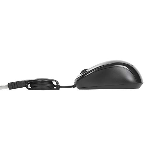 Targus Ratón Compacto con Blue Trace – Ratón de Ordenador con Cable retráctil – Ratón óptico con tecnología Blue Trace – Ratón para portátil de Viaje – Negro, AMU75EU