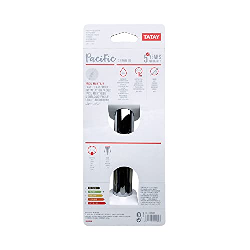 TATAY Alcachofa Ducha Pacific, 6,5 cm de Diámetro, de ABS, 1 posición, Sistema de Ahorro de Agua y Antical, Fácil Limpieza, Cromado