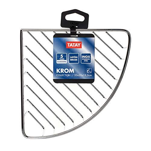 Tatay Cestillo rinconero Krom, de Gran Capacidad, idéal para envases de tamaño Familiar. Diseño Elegante y Funcional, Fabricado en latón Cromado y Acero INOX.