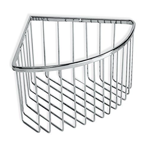 Tatay Cestillo rinconero Krom, de Gran Capacidad, idéal para envases de tamaño Familiar. Diseño Elegante y Funcional, Fabricado en latón Cromado y Acero INOX.