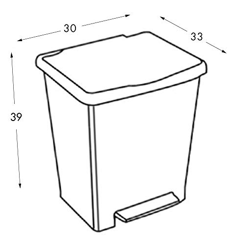 Tatay Cubo de Pedal Cubik, 23L de Capacidad, Pedal Retráctil, de Polipropileno, Libre de BPA, Bolsa Basura 30L. ECO, Color Gris . Medidas 33.5 x 30 x 39cm