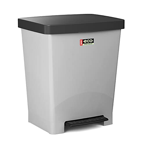 Tatay Cubo de Pedal Cubik, 23L de Capacidad, Pedal Retráctil, de Polipropileno, Libre de BPA, Bolsa Basura 30L. ECO, Color Gris . Medidas 33.5 x 30 x 39cm