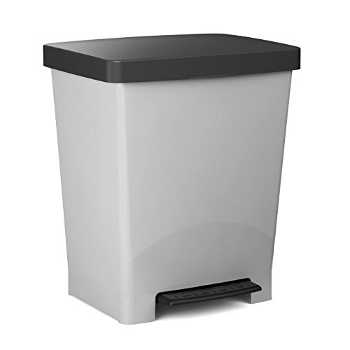 Tatay Cubo de Pedal Cubik, 23L de Capacidad, Pedal Retráctil, de Polipropileno, Libre de BPA, Bolsa Basura 30L. ECO, Color Gris . Medidas 33.5 x 30 x 39cm