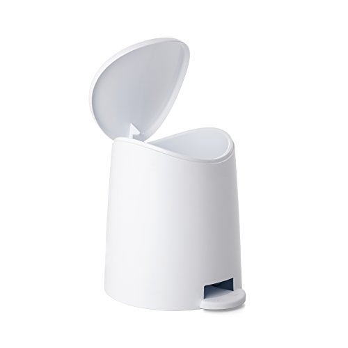 Tatay Papelera Baño con Pedal Estándar, 3L de Capacidad, de Polipropileno, Libre de BPA, Color Blanco, Medidas 19 x 21.8 x 22.1 cm
