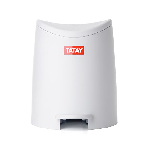 Tatay Papelera Baño con Pedal Estándar, 3L de Capacidad, de Polipropileno, Libre de BPA, Color Blanco, Medidas 19 x 21.8 x 22.1 cm