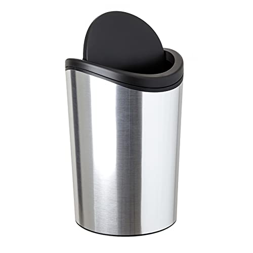 TATAY Papelera Baño con Tapa Basculante, 6L de Capacidad, de Polipropileno, Libre de BPA, Metalizado. Medidas 19 x 19 x 28 cm