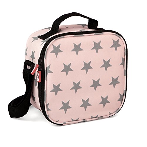 Tatay Urban Food Casual - Bolsa Térmica Porta Alimentos, 3L de Capacidad, con 4 Tuppers Herméticas, 2 x 0.5L, 2 x 0.2L, Color Rosa con Estrellas, Medidas 22.5 x 10 x 22 cm