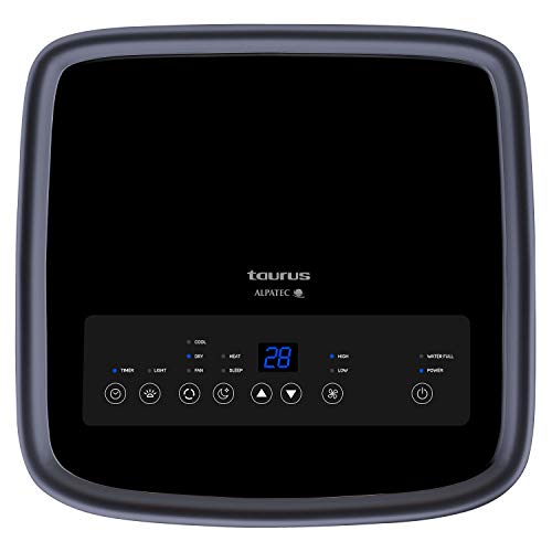Taurus Temp Design + - Aire acondicionado portátil. Climatizador 4 en 1: calor, frío, deshumidificador y ventilador. Silencioso. Temporizador. Mando a distancia. Kit ventana. Ruedas. 2.6kW/2.1kW