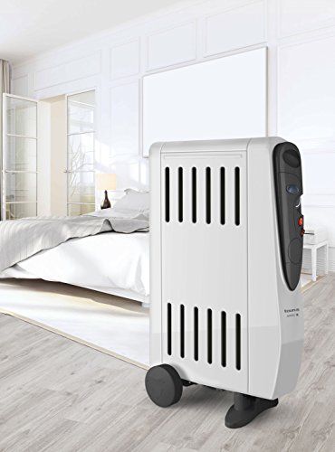 Taurus Tuareg 1500 Radiador de Aceite, Doble Efecto: radiación y convección, 3 Posiciones de Calor, humidificador Integrado, termostato Regulable, Ruedas, asa de Transporte, silencioso, W, Acero