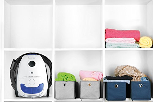 Taurus Vitara 3000 - Aspiradora de trineo con bolsa; compacto; filtro lavable; capacidad de la bolsa 2L; guardacable; ruedas con perfil de silicona; azul; blanco; negro