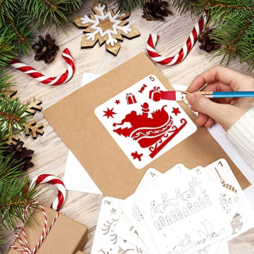 TAZEMAT 30 Hojas Navidad Plantillas para Pintar Plantilla Navideña para Manualidades DIY Artesanía Sténcil para Dibujar Papá Noel Árbol de Navidad sobre Papel Ventana Madera Reutilizable 13 × 13cm