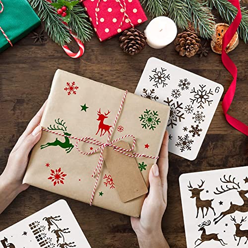 TAZEMAT 30 Hojas Navidad Plantillas para Pintar Plantilla Navideña para Manualidades DIY Artesanía Sténcil para Dibujar Papá Noel Árbol de Navidad sobre Papel Ventana Madera Reutilizable 13 × 13cm