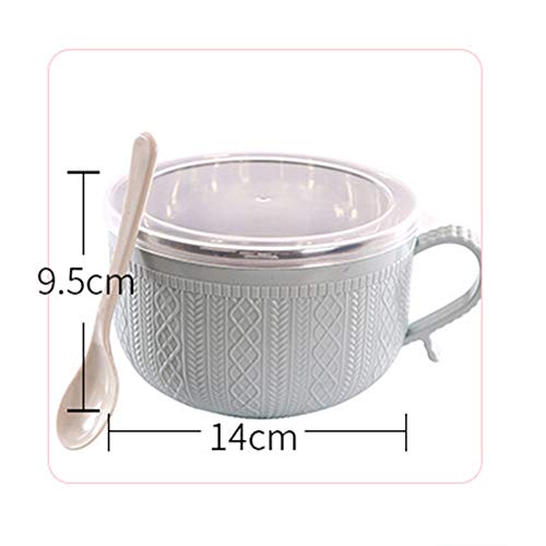Tazón de fideos instantáneos con tapa y asa, recipiente de acero inoxidable para arroz, cuenco de sopa, doble aislamiento, utensilios para el hogar (14 x 9,5 cm), color rosa