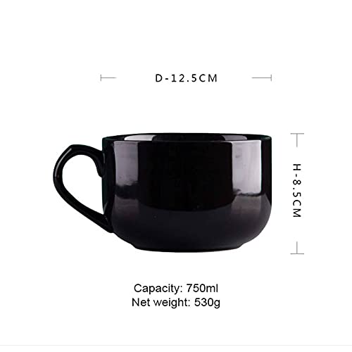 Tazones De Sopa De Cerámica Taza De Café Grande, Tazas De Sopa Con Asa Apto Para Microondas Y Lavavajillas Para Cereal Postre Ensalada Té Leche Avena-azul marino-750ML/25.4oz
