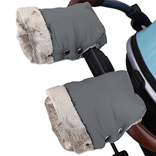 TBoonor Manoplas Carro Bebe Guantes Silla Paseo Guantes Cochecito Bebe para silla de paseo con interior de forro Prueba de Viento Bebé Guante para Todos los Cochecitos (Gris)