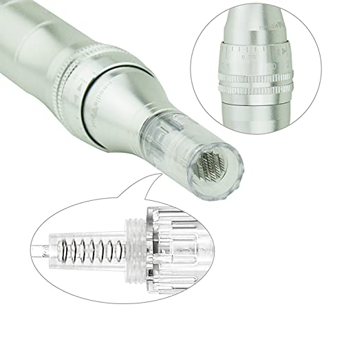 TBPHP M1 Derma Pen Eléctrico Microagujas Pantalla LCD con 12 Piezas Micro Agujas de Cabello Cicatriz Acné Cicatrices Arrugas(Dolado)