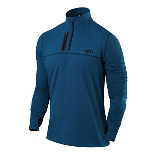 TCA Hombre y Niño Pro Performance Camiseta Compresión Termica para Raunning - Camiestas Deporte Manga Larga - Azul Marino, L