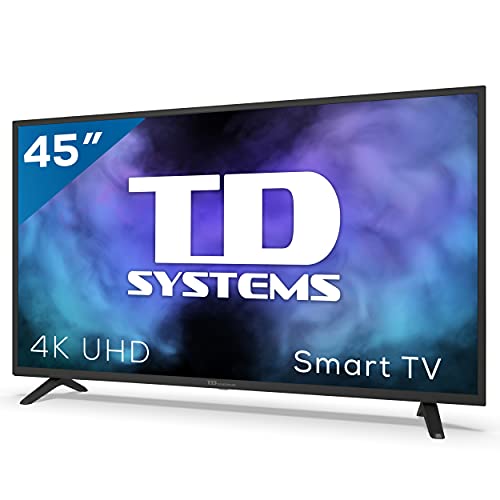 TD Systems K45DLJ12US - Televisores Smart TV 45 Pulgadas 4k UHD, Android 9.0 y HBBTV, 1300 PCI Hz, 3X HDMI, 2X USB. DVB-T2/C/S2, Modo Hotel. Televisiones