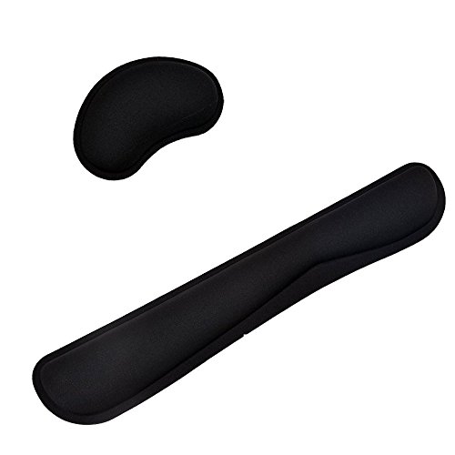 Teclado del Resto de Muñeca ,Cojín de Ratón del Resto de Muñeca,Ratón Teclado de muñeca Resto, Apoyo para oficina, ordenador, durable cómodo la escritura alivio del dolor, 2 pcs Negro