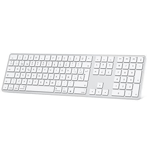 Teclado Inalambrico para Mac OS (Macbook, Mac Mini, iMac, Mac Pro), Teclado Recargable, Teclado Bluetooth para Mac OS, OMOTON, 3 Bluetooths
