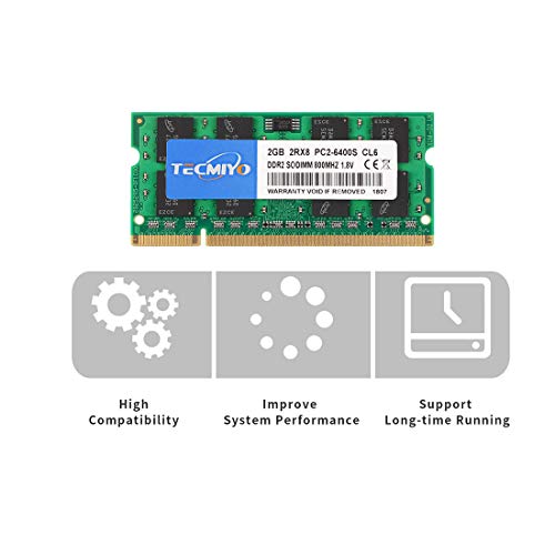 TECMIYO DDR2 RAM 6400 PC2 800mhz DDR2 6400s SODIMM Laptop RAM (2x2GB-PC2-6400S-G)