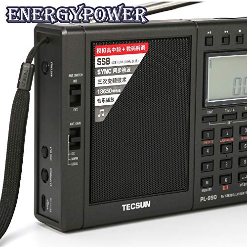 TECSUN PL-990 Radio Estéreo Portátil Sintonización Digital de Banda Completa de Alto Rendimiento Radio FM Am SW SSB con Altavoz Bluetooth MP3