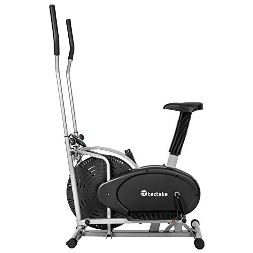 TecTake 1 Maquina Fitness Bicicleta eliptica Gimnasia estatica Entrenador Cardio Gimnasia con Pantalla LCD