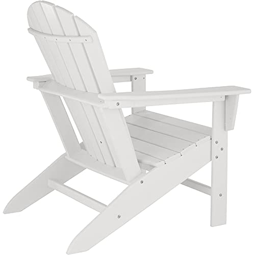 TecTake 800814 Silla de jardín, Tumbona para la terraza, Silla Estilo Adirondack, Asiento de Exterior con reposabrazos Anchos, Sillón con Respaldo Inclinado (Blanco)