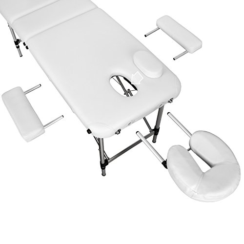 TecTake Camilla de masaje Mesa de masaje Banco de masaje en aluminio 3 zonas - disponible en diferentes colores - (Blanco | No. 401046)